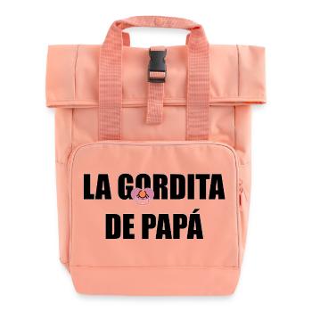 Papas Molliger in SCHWARZ - Rolltop Rucksack mit zwei Griffen - Chintzrosa - Vorne