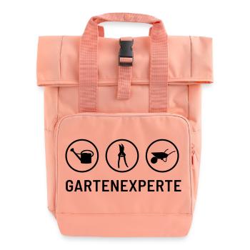 Garden expert: Watering can, hedge trimmers, wheelbarrow - Roll Top Backpack with Two Handles - chintz rose - Front