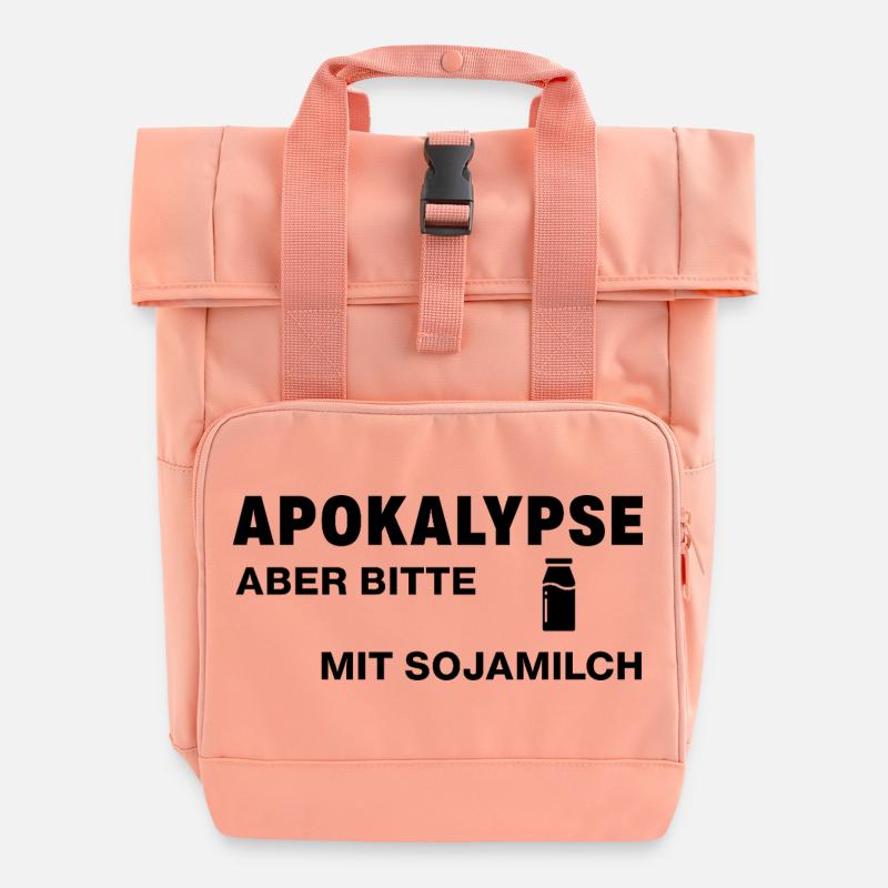 Apokalypse – aber bitte mit Sojamilch - Rolltop Rucksack mit zwei Griffen - Chintzrosa