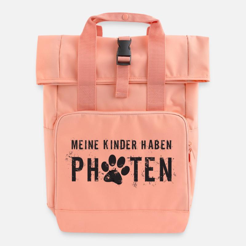 My child has paws - Roll Top Backpack with Two Handles - chintz rose