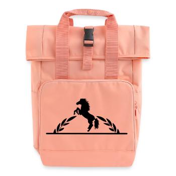 Cheval cabré en demi-couronne de laurier - Sac à dos Roll Top à deux anses - rose liberty - Devant