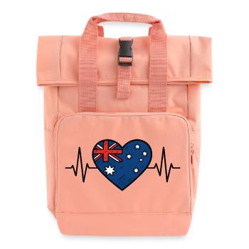 Australien Heartbeat Line Flagge Liebe Reisen Design - Rolltop Rucksack mit zwei Griffen - Chintzrosa - Vorne