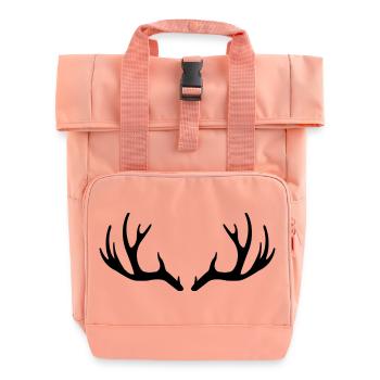 Deer Antlers - Roll Top Backpack with Two Handles - chintz rose - Front