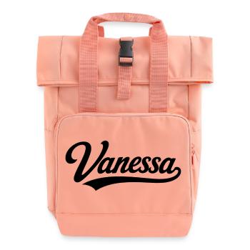 Vanessa prénom famille - Sac à dos Roll Top à deux anses - rose liberty - Devant