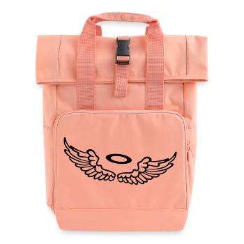 Kleine Flügel, Engelsflügel mit Heiligenschein. - Rolltop Rucksack mit zwei Griffen - Chintzrosa - Vorne