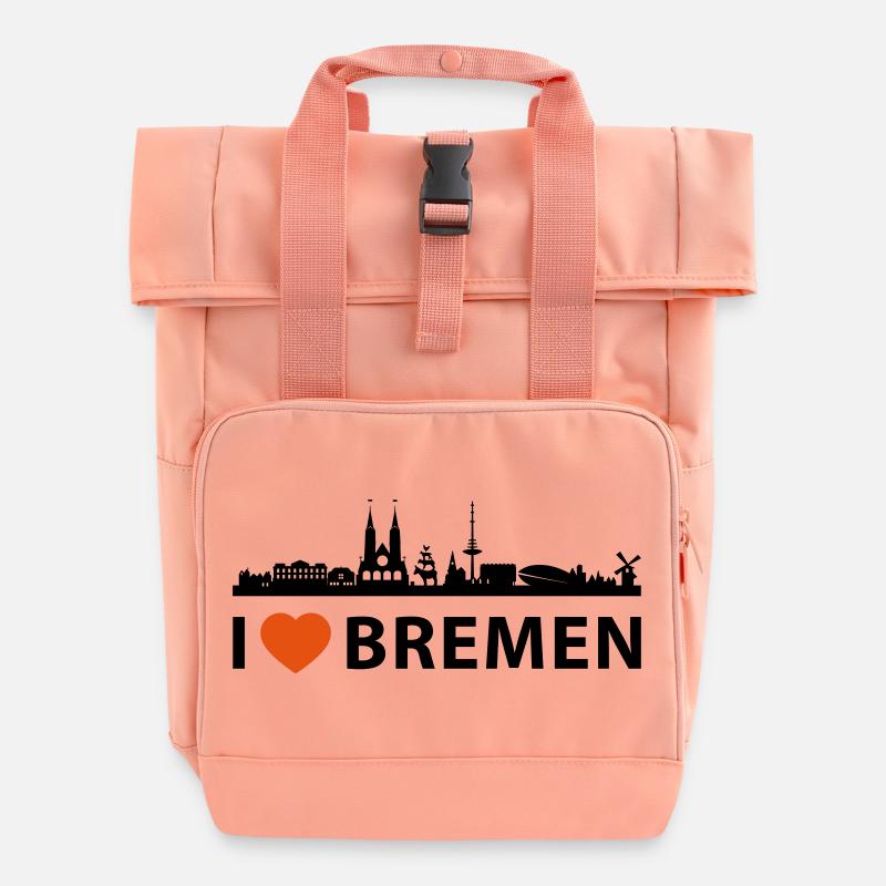 I love Bremen - Roll Top Backpack with Two Handles - chintz rose