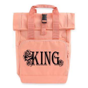 King Text with Roses (Partner Motif) - Roll Top Backpack with Two Handles - chintz rose - Front