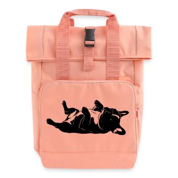 Liegender Hund auf dem Rücken - Rolltop Rucksack mit zwei Griffen - Chintzrosa - Vorne