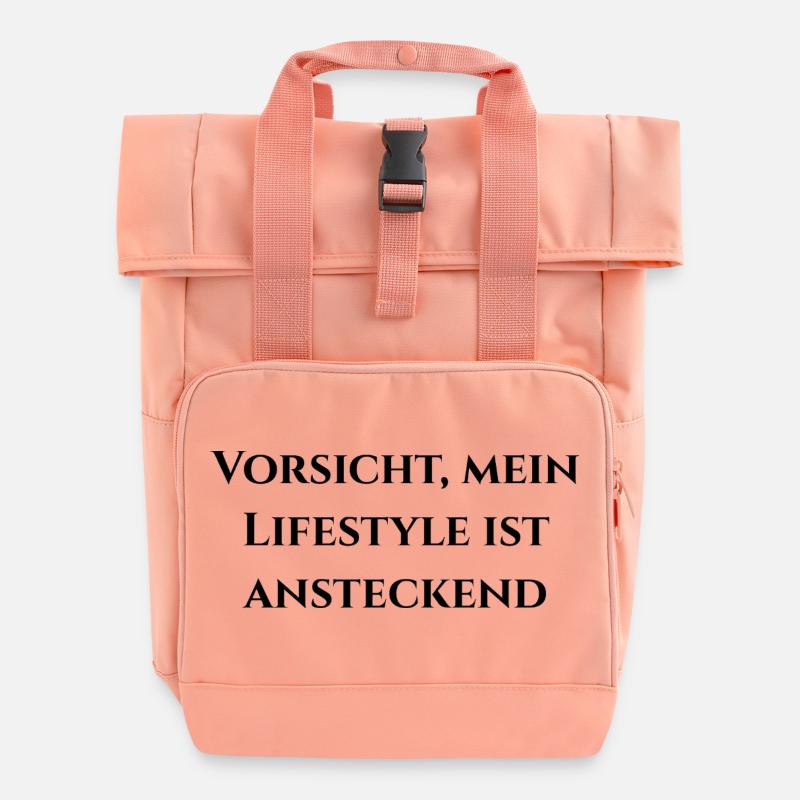 Attention, Premium comes through - Roll Top Backpack with Two Handles - chintz rose