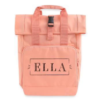 ELLA - name in a frame - Roll Top Backpack with Two Handles - chintz rose - Front