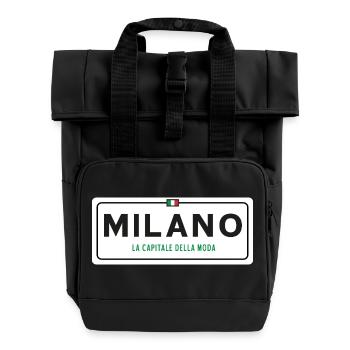 Milano town sign - Roll Top Backpack with Two Handles - black - Front