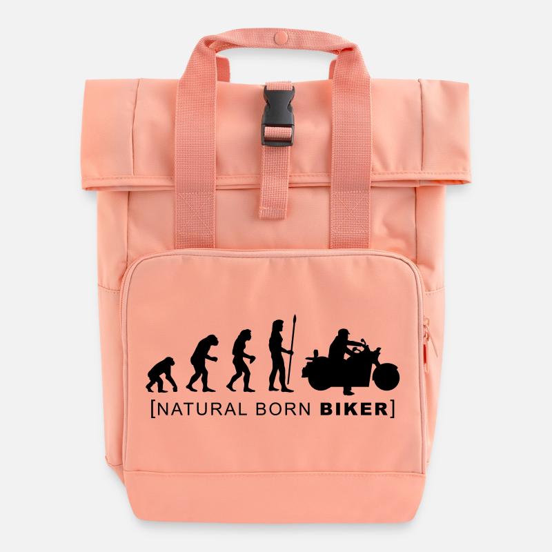 natural born biker - Roll Top Backpack with Two Handles - chintz rose