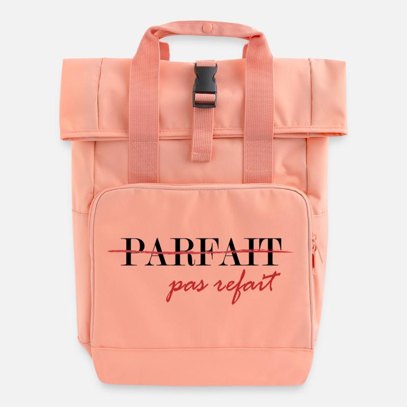 Perfekt, nicht erneuert (schwarz) - Rolltop Rucksack mit zwei Griffen - Chintzrosa