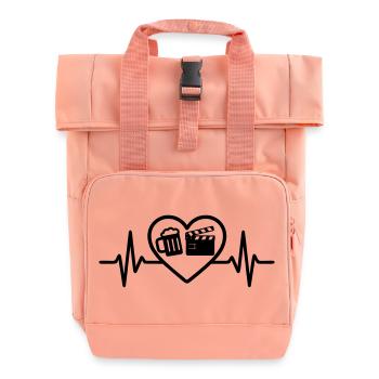 Herz Bier Kino Humor - Rolltop Rucksack mit zwei Griffen - Chintzrosa - Vorne