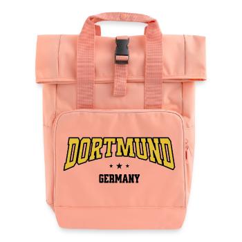Dortmund Curved Font Design - Roll Top Backpack with Two Handles - chintz rose - Front