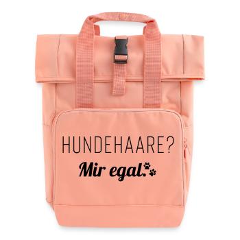 Hundehaare? Mir egal. Spruch für Hundemenschen - Rolltop Rucksack mit zwei Griffen - Chintzrosa - Vorne