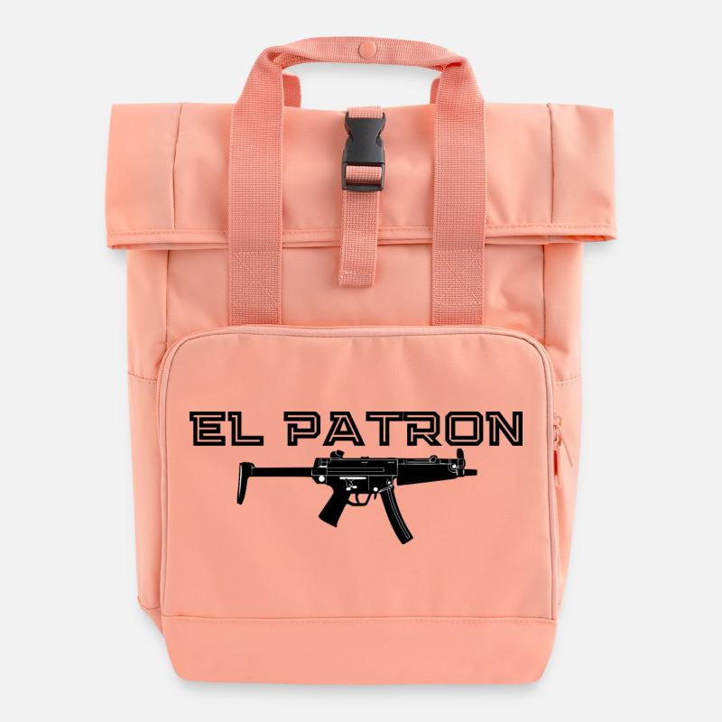 El Patron – Latino Style Print - Roll Top Backpack with Two Handles - chintz rose