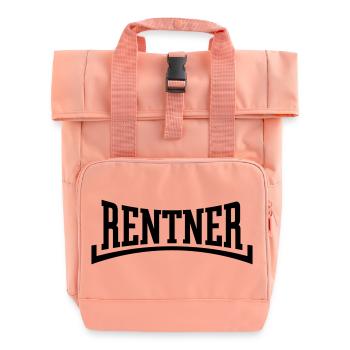Rentner (Rente / Ruhestand / Konkav / Black) - Rolltop Rucksack mit zwei Griffen - Chintzrosa - Vorne