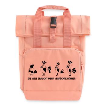 Chicken Fans - Rooster - Rooster - Flower Chicken - Organic - Roll Top Backpack with Two Handles - chintz rose - Front