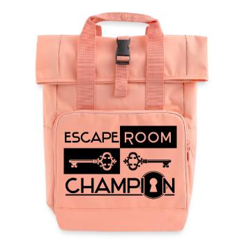 Escape Room Champion (black) - Roll Top Backpack with Two Handles - chintz rose - Front