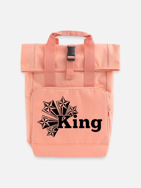 König transparent mit Sternen - Rolltop Rucksack mit zwei Griffen - Chintzrosa