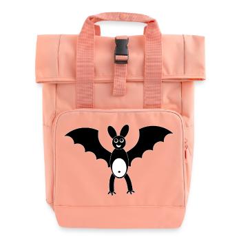 Lustige Fledermaus - Rolltop Rucksack mit zwei Griffen - Chintzrosa - Vorne