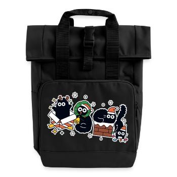 Funny Cats Reindeer Crew Xmas Parade, Kittens  - Roll Top Backpack with Two Handles - black - Front