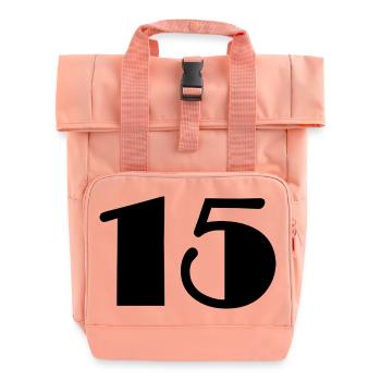15. 15 YEARS. 15th ANNIVERSARY. 15 YEAR ANNIVERSARY. - Roll Top Backpack with Two Handles - chintz rose - Front
