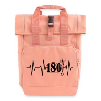 180 Darts Arrows Team Symbol icon Pulse Heartbeat - Roll Top Backpack with Two Handles - chintz rose - Front