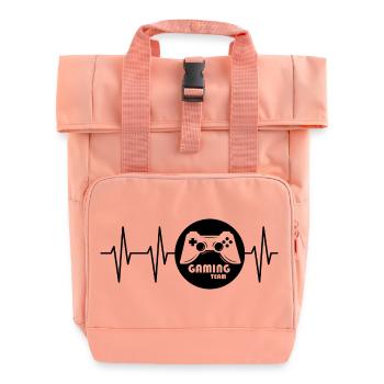 pulse gaming heartbeat controller icon icon logo - Roll Top Backpack with Two Handles - chintz rose - Front