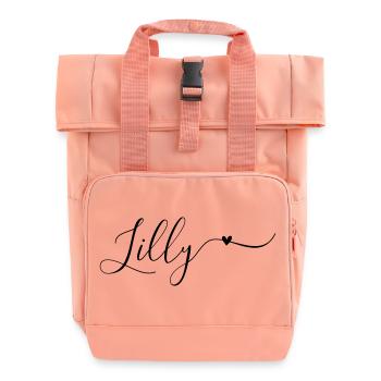 Lilly Name Vorname Dekorativ - Rolltop Rucksack mit zwei Griffen - Chintzrosa - Vorne
