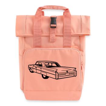 Cadillac vector - vintage - Roll Top Backpack with Two Handles - chintz rose - Front