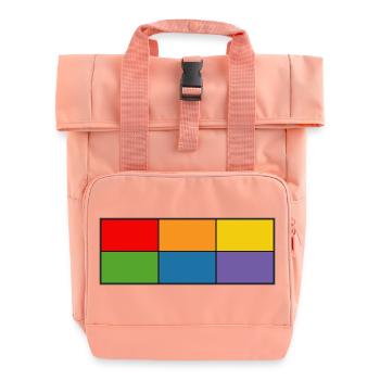 LGBT_Regenbogen_Farbblock-Raster  - Rolltop Rucksack mit zwei Griffen - Chintzrosa - Vorne
