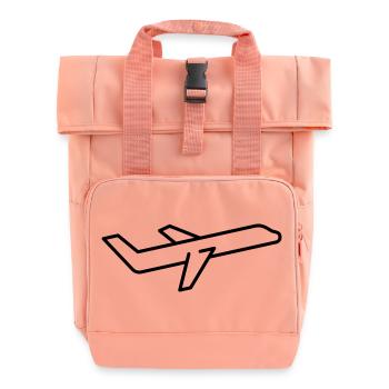 Flugzeug Symbol Umriss aufsteigend fliegend - Rolltop Rucksack mit zwei Griffen - Chintzrosa - Vorne