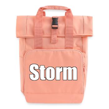 Sturm - (Name des Menschen) - Rolltop Rucksack mit zwei Griffen - Chintzrosa - Vorne