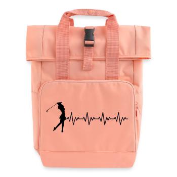 Golf Golferin Golfschlag EKG Herzschlag - Rolltop Rucksack mit zwei Griffen - Chintzrosa - Vorne