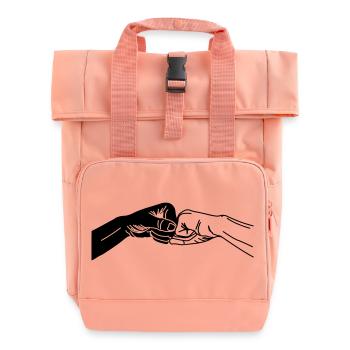 Les poings noir et blanc travaillent ensemble poing salutation - Sac à dos Roll Top à deux anses - rose liberty - Devant
