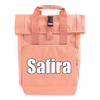 Safira - (menschlicher Name) - Rolltop Rucksack mit zwei Griffen - Chintzrosa - Vorne