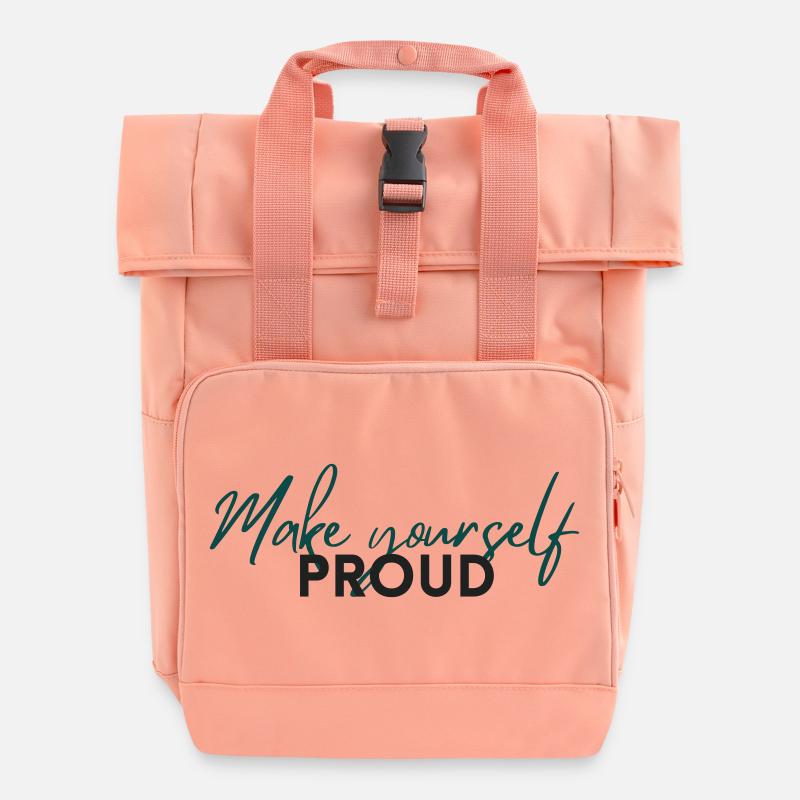 Make Yourself Proud Positive Mindset Statement - Rolltop Rucksack mit zwei Griffen - Chintzrosa