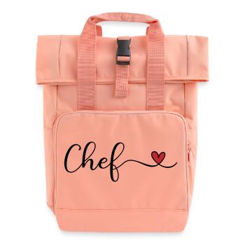 chef - Roll Top Backpack with Two Handles - chintz rose - Front