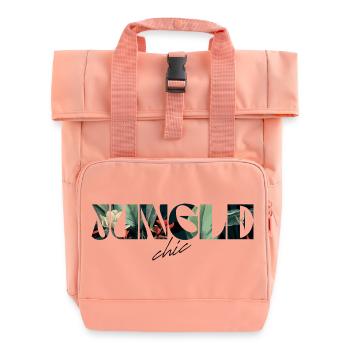 Jungle Chic Tropical Lettering - Roll Top Backpack with Two Handles - chintz rose - Front