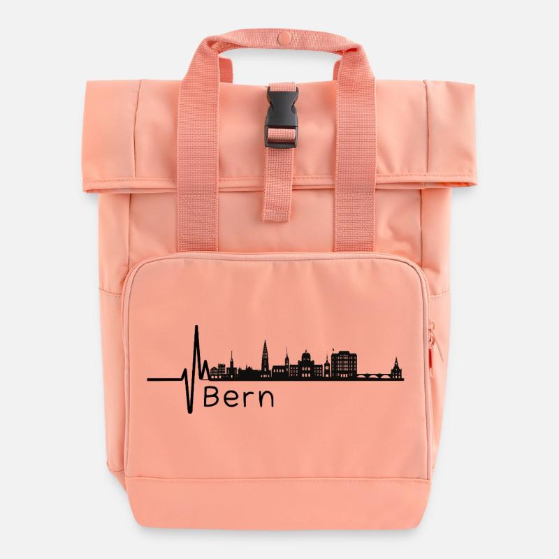 Bern Herzschlag Skyline - Rolltop Rucksack mit zwei Griffen - Chintzrosa