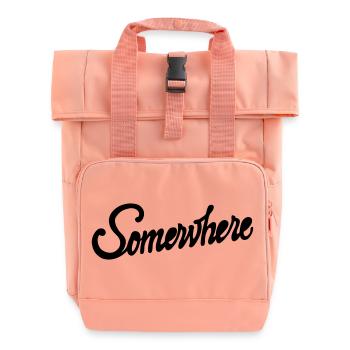 Quelque part Calligraphie Conception de Lettrage à la Main - Sac à dos Roll Top à deux anses - rose liberty - Devant
