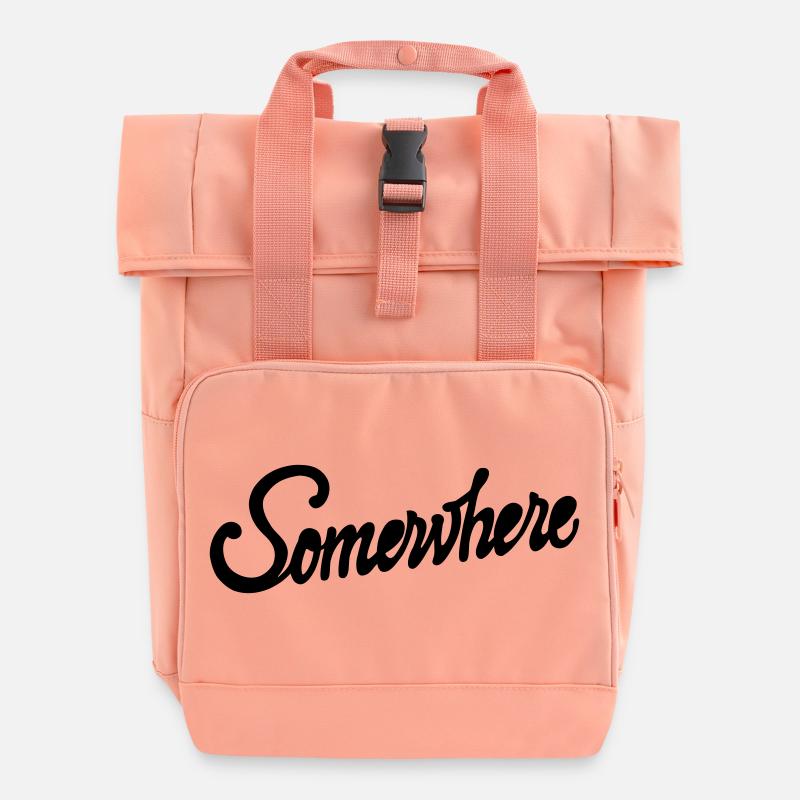 Quelque part Calligraphie Conception de Lettrage à la Main - Sac à dos Roll Top à deux anses - rose liberty