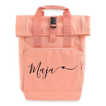 Maja Name Vorname Dekorativ - Rolltop Rucksack mit zwei Griffen - Chintzrosa - Vorne