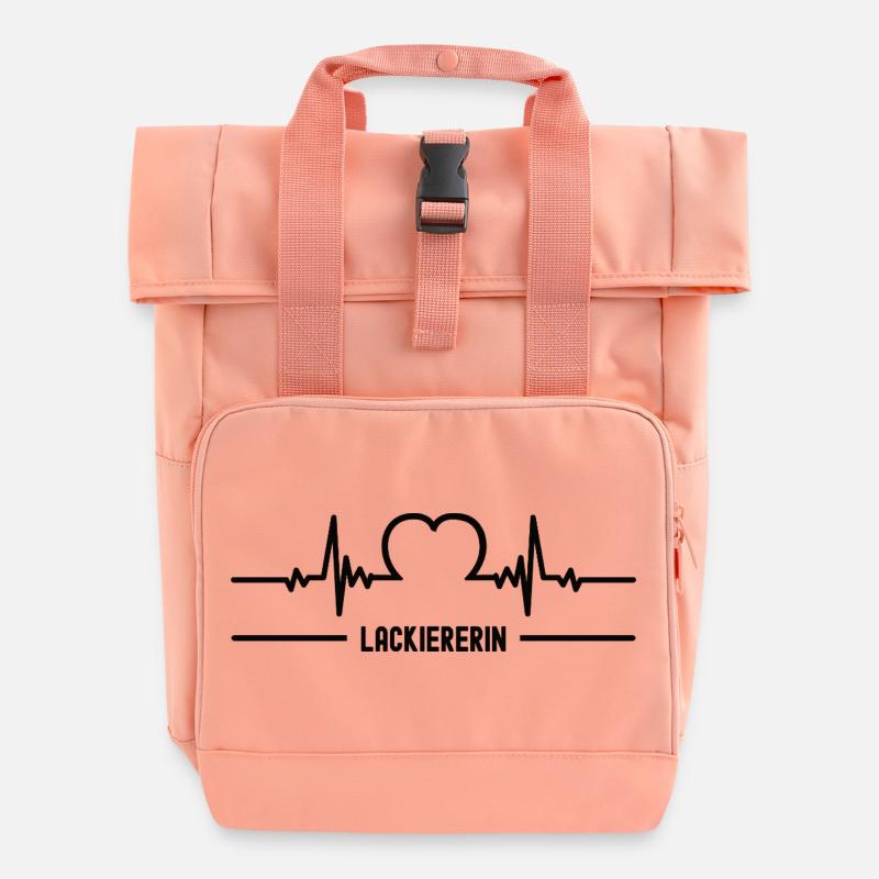 Heartbeat Painter Heart ECG Painter Women - Roll Top Backpack with Two Handles - chintz rose