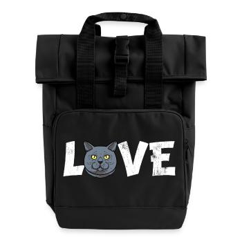 Cadeau pour animaux de compagnie British Shorthair Chat Lover amoureuse - Sac à dos Roll Top à deux anses - noir - Devant