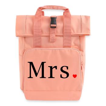 Mrs T-Shirt Wedding Gift Wife Bride Heart - Roll Top Backpack with Two Handles - chintz rose - Front