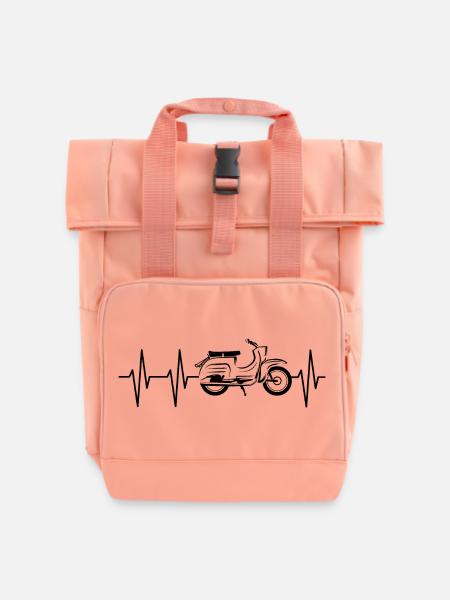 Simson Schwalbe Schwalbefahrer Herzschlag Puls - Rolltop Rucksack mit zwei Griffen - Chintzrosa