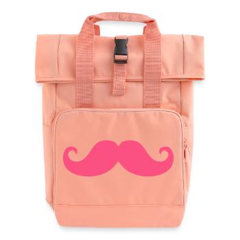 Pink Mustache Hipster Humor Trendy Design - Roll Top Backpack with Two Handles - chintz rose - Front